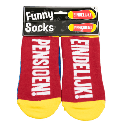 Grappige Sokken Pensioen 1 paar van Paper Dreams koop je bij Partywinkel