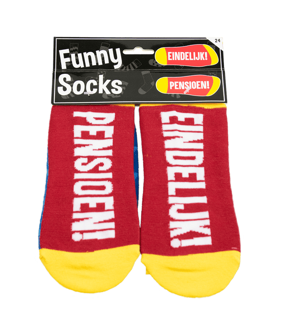 Grappige Sokken Pensioen 1 paar van Paper Dreams koop je bij Partywinkel