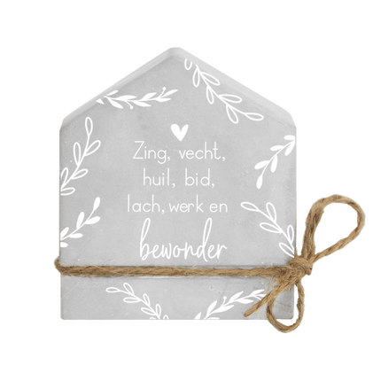 Grijze Cement Huisje Zing, Vecht 8cm van Paper Dreams koop je bij Partywinkel