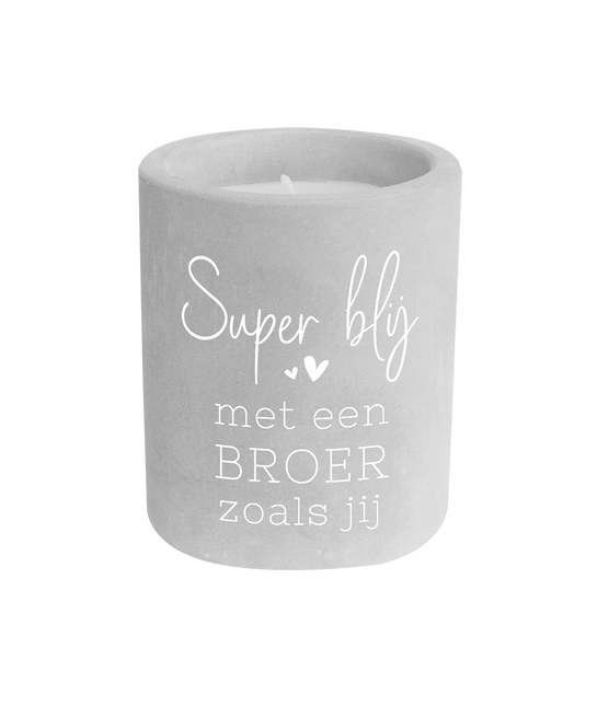 Grijze Cement Kaars Broer 8cm van Paper Dreams koop je bij Partywinkel