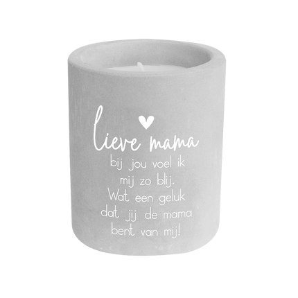 Grijze Cement Kaars Mama 8cm van Paper Dreams koop je bij Partywinkel