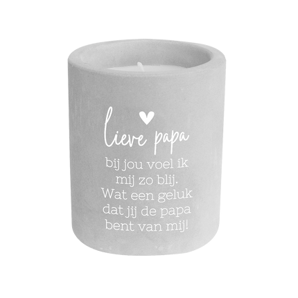 Grijze Cement Kaars Papa 8cm van Paper Dreams koop je bij Partywinkel