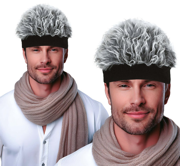 Grijze Pruik Met Band Volwassen van Fiestas Guirca koop je bij Partywinkel