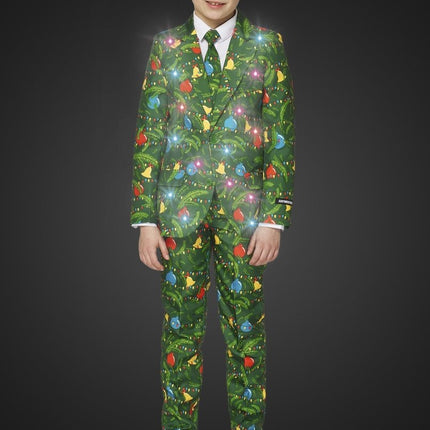 Groen Pak Kerstmis Met Licht Kind van Suitmeister koop je bij Partywinkel