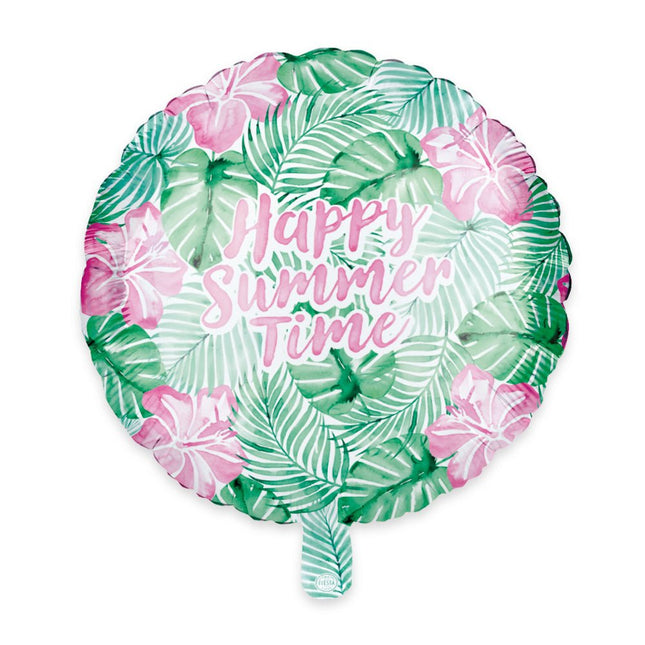 Groen Roze Helium Ballon Happy Summer Time 45cm van WeFiesta koop je bij Partywinkel