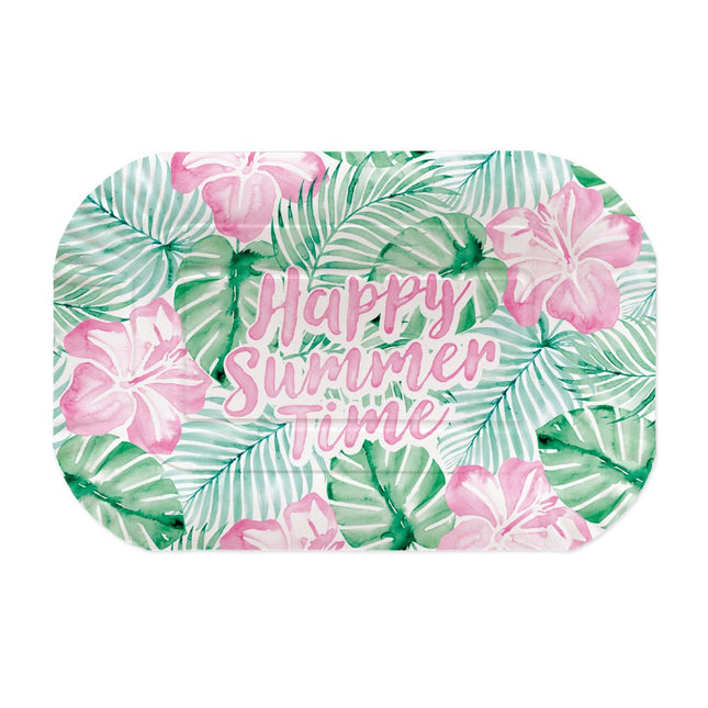 Groen Roze Serveerschaal Happy Summer Time 2st van WeFiesta koop je bij Partywinkel