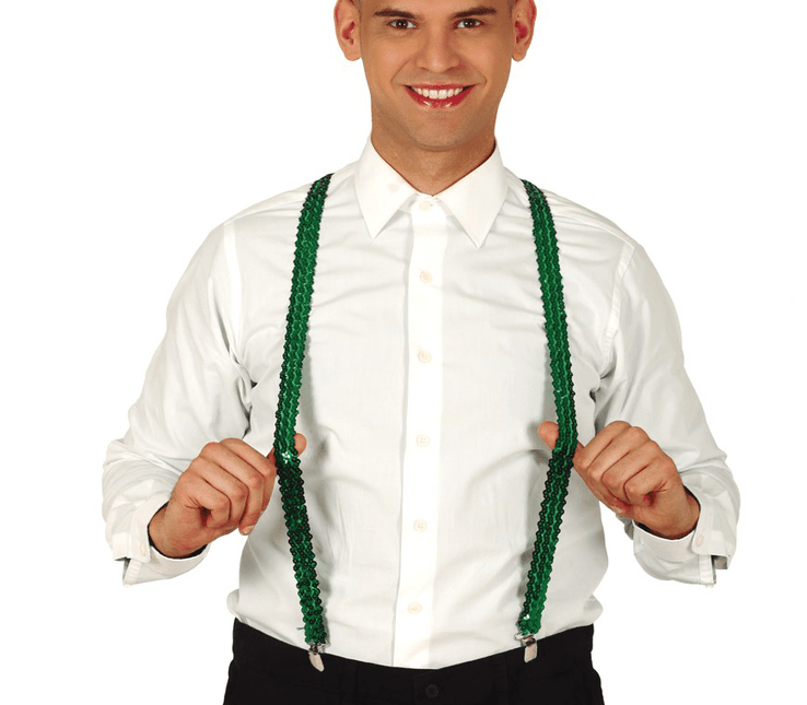 Groene Bretels Pailetten Heren 72cm van Fiestas Guirca koop je bij Partywinkel