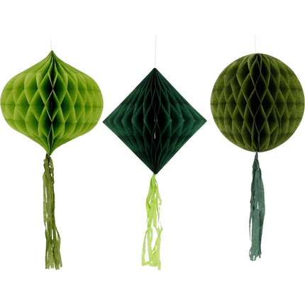 Groene Honeycombs 30cm 3st van Folat koop je bij Partywinkel