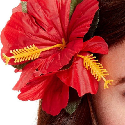 Haarbloem Rood Deluxe 14cm van Smiffys koop je bij Partywinkel