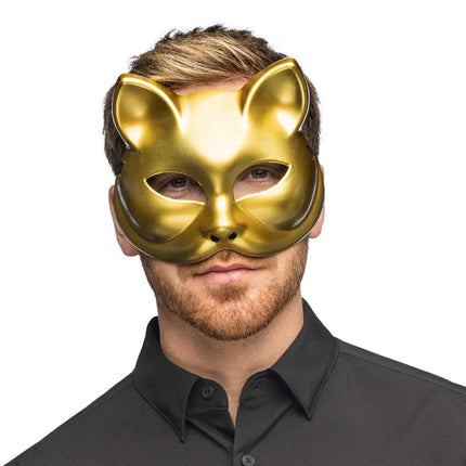 Halfmasker Kitty goud van Boland koop je bij Partywinkel