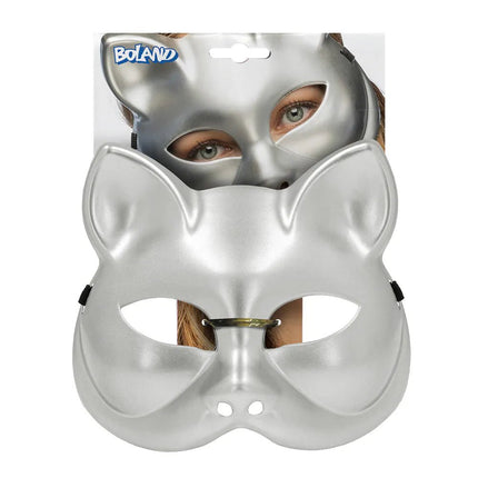 Halfmasker Kitty zilver van Boland koop je bij Partywinkel