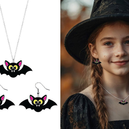 Halloween Accessoireset Ketting En Oorbellen Vleermuis van Fiestas Guirca koop je bij Partywinkel