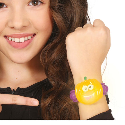 Halloween Armband Pompoen Met Licht 18cm van Fiestas Guirca koop je bij Partywinkel