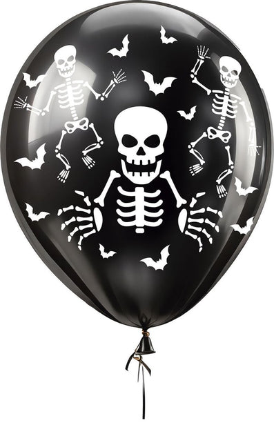Halloween Ballonnen Zwart Skelet 30cm 16st van Fiestas Guirca koop je bij Partywinkel