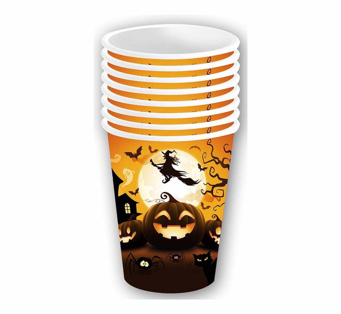 Halloween Bekers Pompoen 240ml 6st van Fiestas Guirca koop je bij Partywinkel