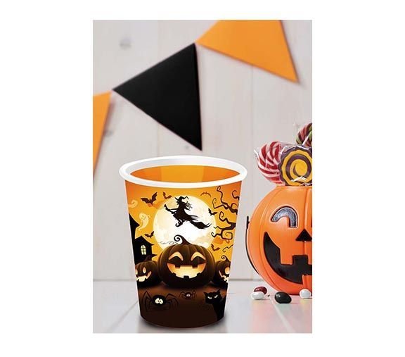 Halloween Bekers Pompoen 355ml 6st van Fiestas Guirca koop je bij Partywinkel