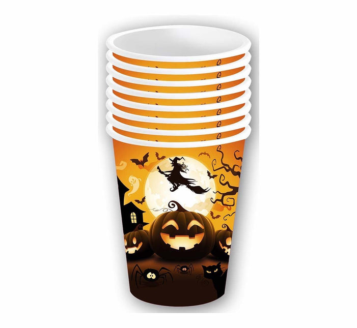 Halloween Bekers Pompoen 355ml 6st van Fiestas Guirca koop je bij Partywinkel