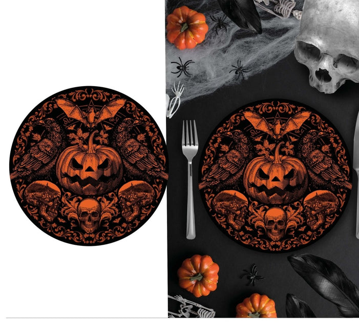 Halloween Borden Gotische Pompoen 23cm 6st van Fiestas Guirca koop je bij Partywinkel