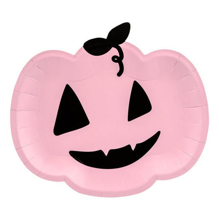 Halloween Borden Pompoen Roze 25cm 6st van Partydeco koop je bij Partywinkel