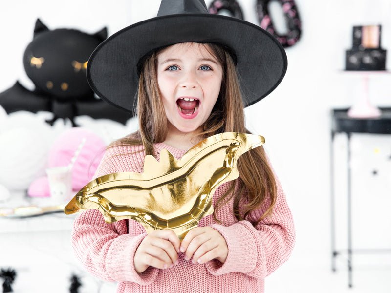 Halloween Borden Vleermuis Goud 37,5cm 6st van Partydeco koop je bij Partywinkel