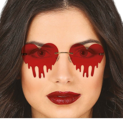 Halloween Bril Hart Met Bloeddruppels van Fiestas Guirca koop je bij Partywinkel