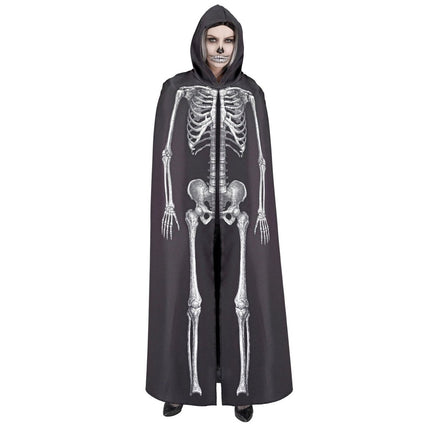 Halloween Cape Wit Zwart Skelet 1,5m van Widmann koop je bij Partywinkel