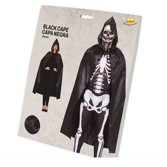 Halloween Cape Zwart Glanzend 1,2m van Fiestas Guirca koop je bij Partywinkel