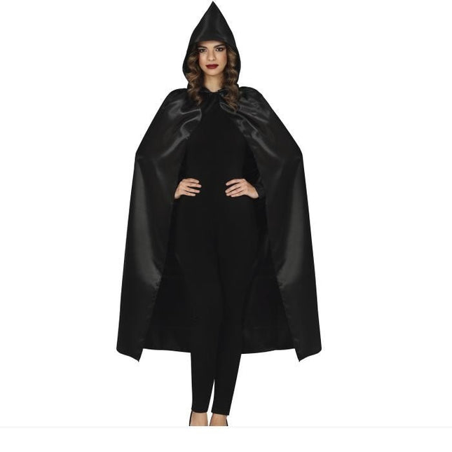 Halloween Cape Zwart Glanzend 1,2m van Fiestas Guirca koop je bij Partywinkel