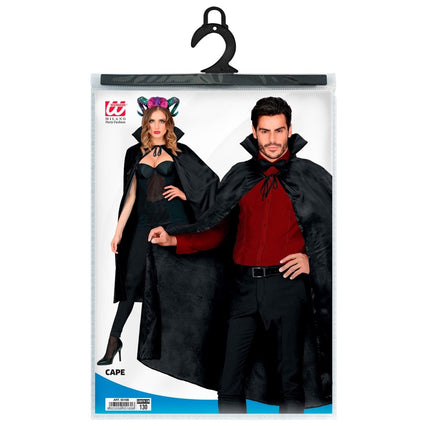 Halloween Cape Zwart Met Kraag 1,3m van Widmann koop je bij Partywinkel