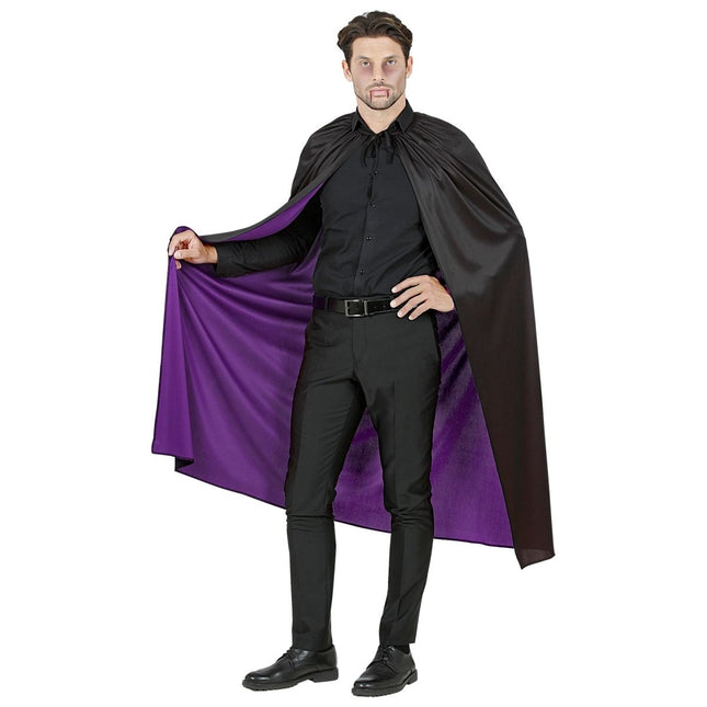 Halloween Cape Zwart Paars 1,3m van Widmann koop je bij Partywinkel