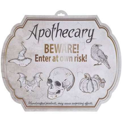 Halloween Deurbord Beware At Own Risk 50cm van Folat koop je bij Partywinkel