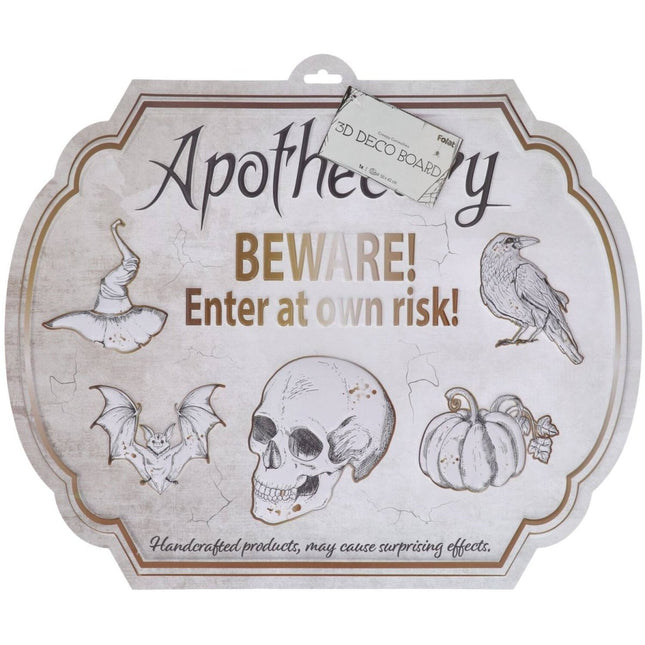 Halloween Deurbord Beware At Own Risk 50cm van Folat koop je bij Partywinkel