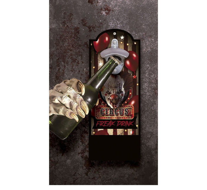 Halloween Deurbord Bier Opener Clown 30cm van Fiestas Guirca koop je bij Partywinkel