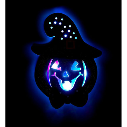 Halloween Deurbord Pompoen Met Licht van Widmann koop je bij Partywinkel