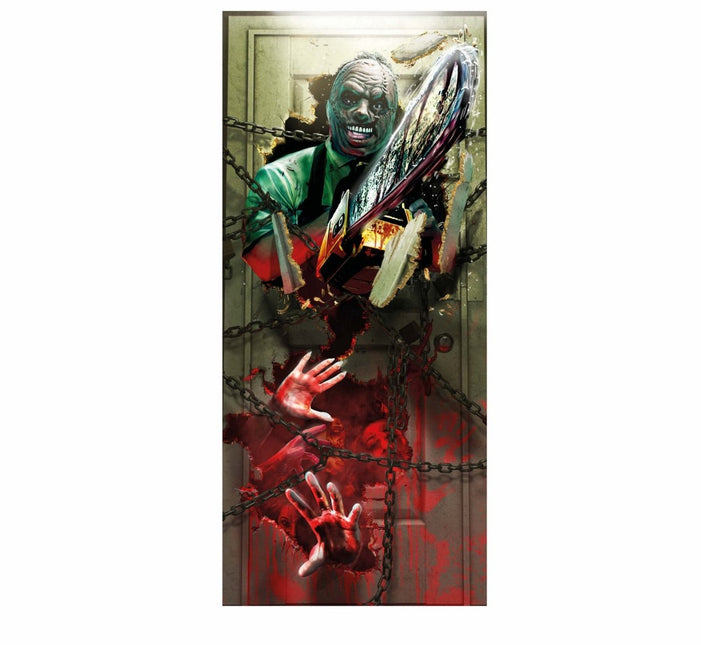 Halloween Deurposter Kettingzaag 1,8m van Fiestas Guirca koop je bij Partywinkel