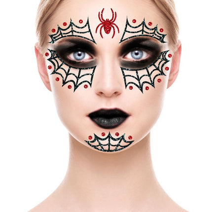 Halloween Gezicht Stickers Spin Glitter 20cm van Fiestas Guirca koop je bij Partywinkel