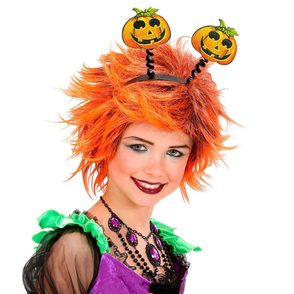 Halloween Haarband Groen Oranje Pompoenen van Widmann koop je bij Partywinkel