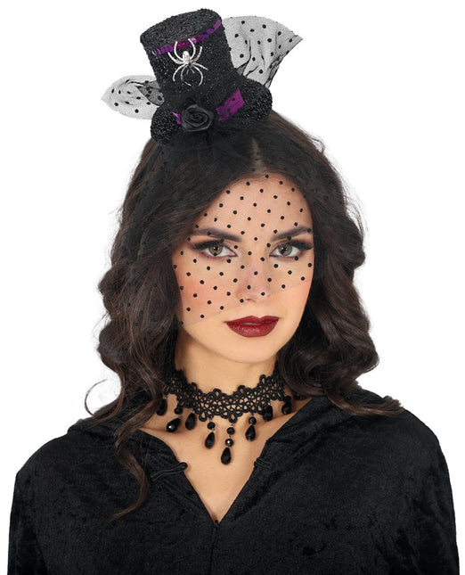 Halloween Haarband Mini Hoed Met Spin van Fiestas Guirca koop je bij Partywinkel