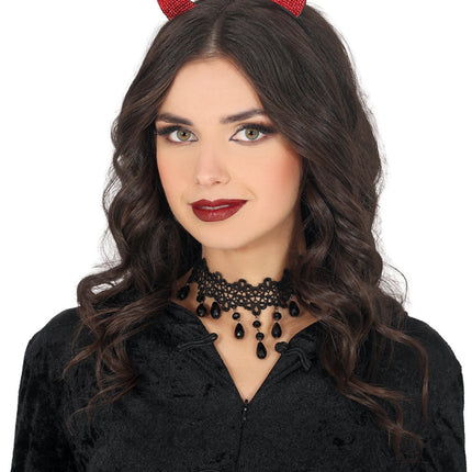 Halloween Haarband Rood Duivel Met Strass Steentjes van Fiestas Guirca koop je bij Partywinkel