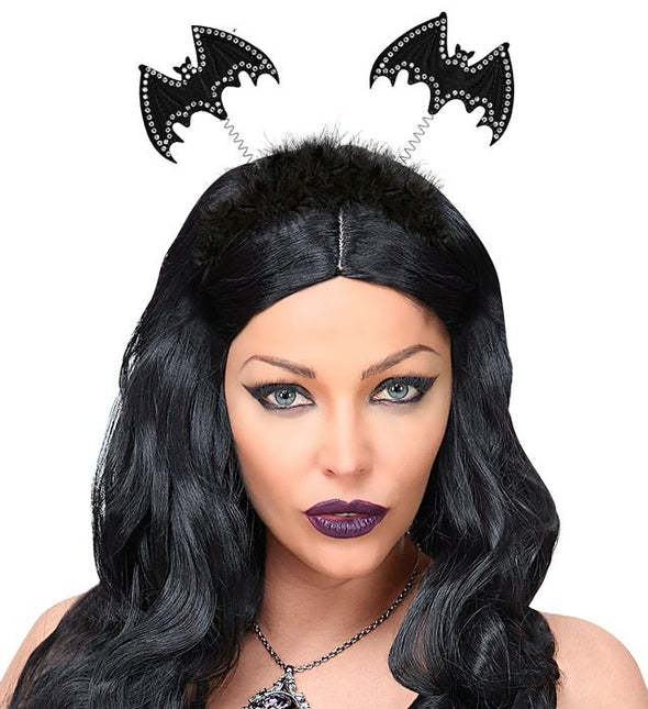 Halloween Haarband Vleermuis Zwart Strass van Widmann koop je bij Partywinkel