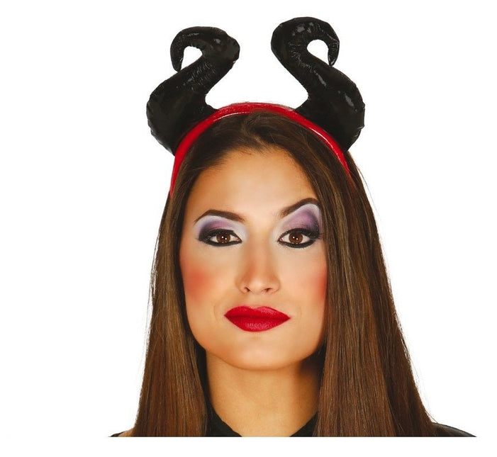 Halloween Haarband Zwarte Hoorns van Fiestas Guirca koop je bij Partywinkel