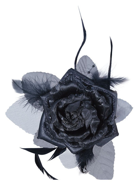 Halloween Haarclip Zwarte Bloem van Fiestas Guirca koop je bij Partywinkel