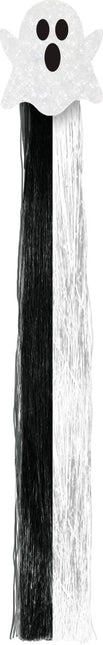 Halloween Hair Extension Zwart Wit Spook 40cm van Fiestas Guirca koop je bij Partywinkel