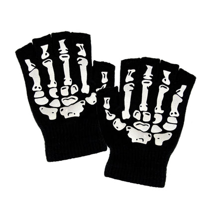 Halloween Handschoenen Zwart Wit Skelet Vingerloos van Widmann koop je bij Partywinkel