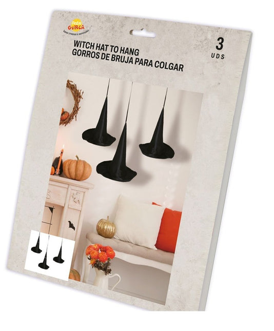 Halloween Slinger Heksenhoeden 18cm 3 delig van Fiestas Guirca koop je bij Partywinkel
