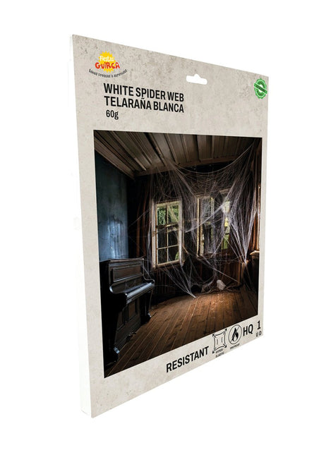Halloween Hangdecoratie Wit Spinnenweb 60gr van Fiestas Guirca koop je bij Partywinkel