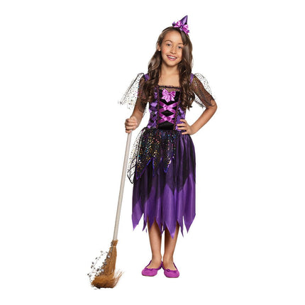 Halloween Heks Kostuum Kind Paarse Glitter van Boland koop je bij Partywinkel