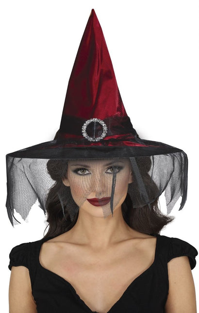 Halloween Heksenhoed Met Sluier van Fiestas Guirca koop je bij Partywinkel
