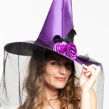 Halloween Heksenhoed Paars van Partychimp koop je bij Partywinkel