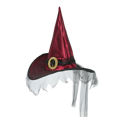 Halloween Heksenhoed Sluier Rood van Fiestas Guirca koop je bij Partywinkel